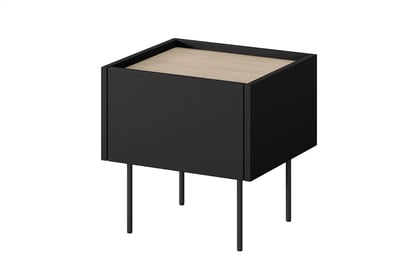 Măsuță de noptieră cu sertar Desin 45 cm 1S - negru mat / Stejar nagano