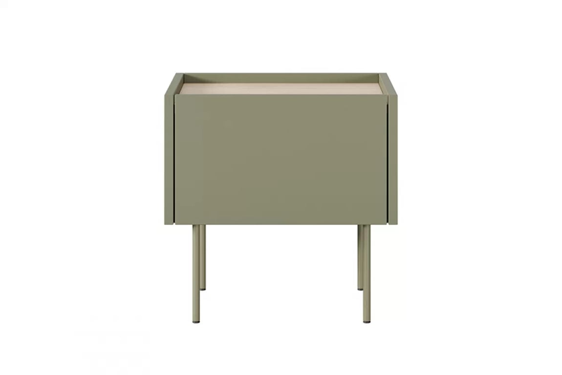 Măsuță de noptieră cu sertar Desin 45 cm 1S - Olive / Stejar nagano Măsuță de noptieră cu sertar Desin 45 1S - Olive / Stejar nagano - front