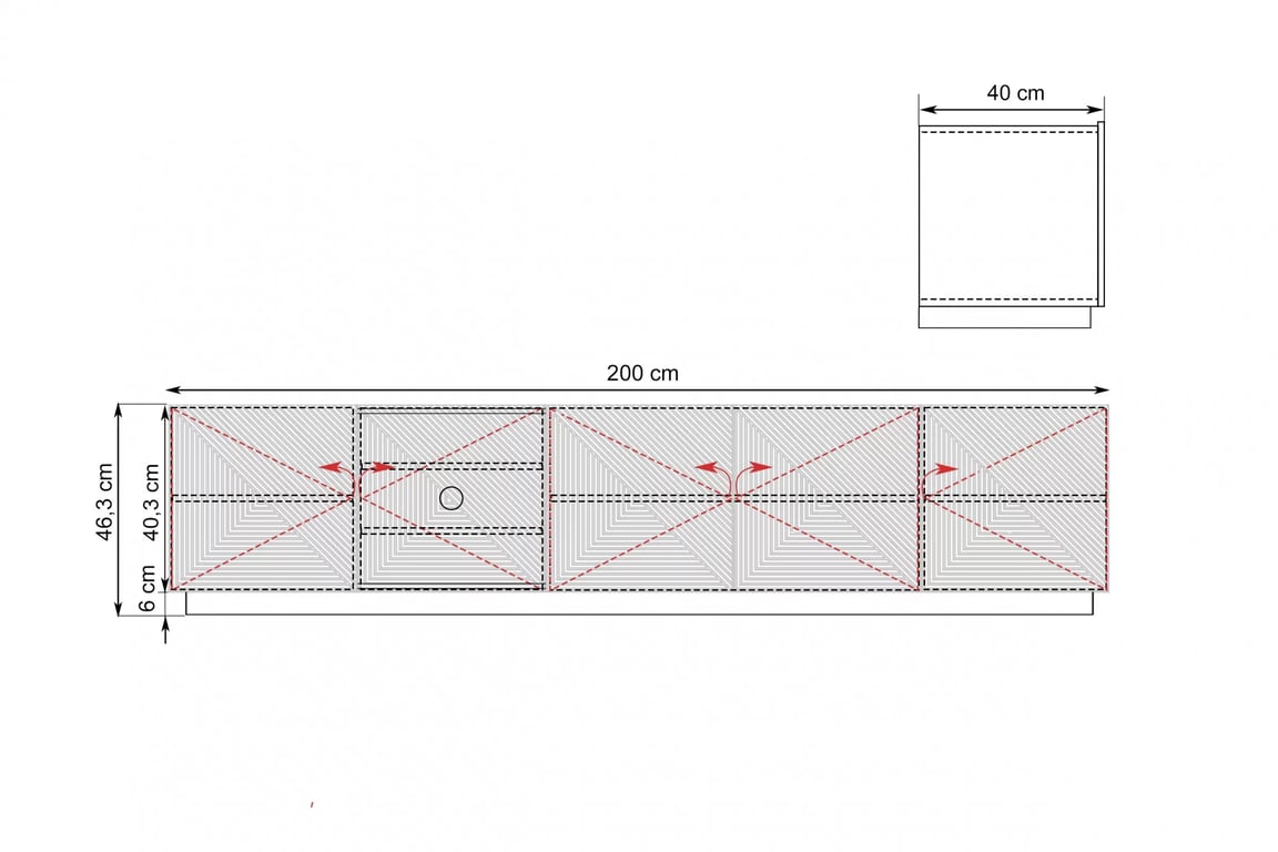 TV stolek Asha 200 cm pětidveřový s rýhovaným čelem - dub artisan / rivier stone mat skříňka RTV Asha 200 cm pieciodrzwiowa s frézovanou přední částí - artisan / rivier stone mat