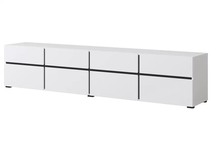 TV stolek Gramon 225 cm se zásuvkami - bílá / černá