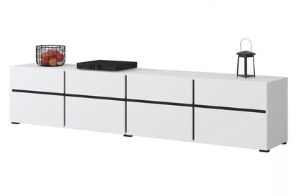 TV stolek Gramon 225 cm se zásuvkami - bílá / černá Skříňka RTV Cross 40 s zásuvkami 225 cm - bílý / černý