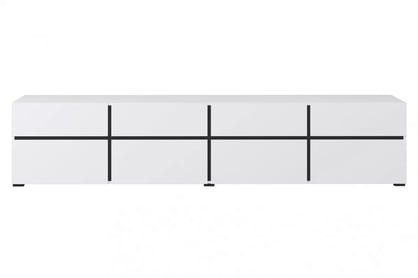 TV stolek Gramon 225 cm se zásuvkami - bílá / černá Skříňka RTV Cross 40 s zásuvkami 225 cm - bílý / černý