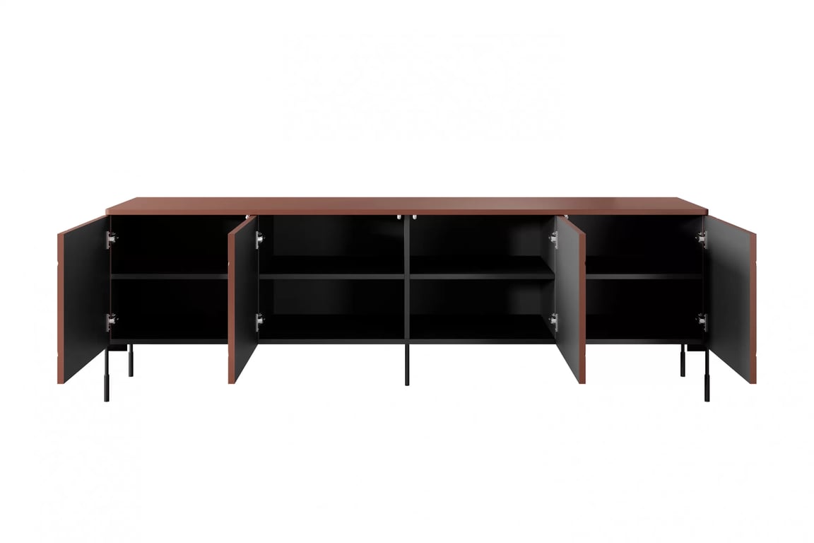 Comodă TV Sonatia 200 - burgundy Dulap TV cu patru uși Sonatia pe bază de metal 200 cm - burgundy