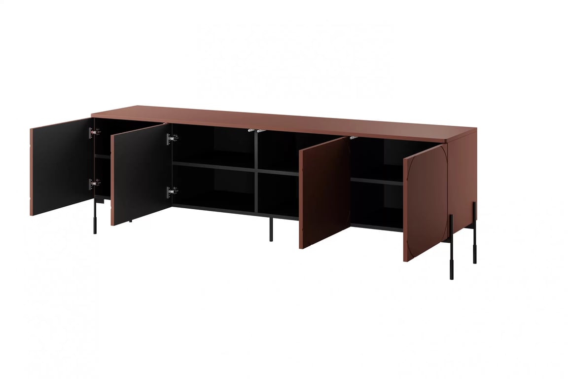 Comodă TV Sonatia 200 - burgundy Dulap TV cu patru uși Sonatia pe bază de metal 200 cm - burgundy