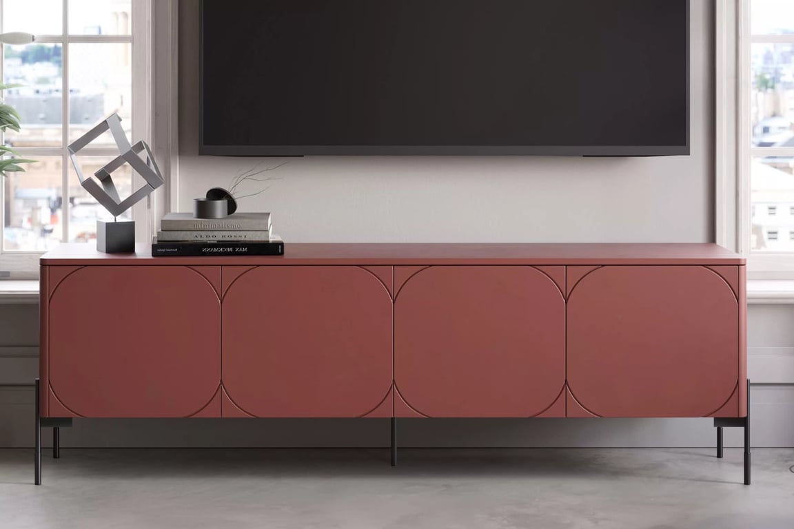 Comodă TV Sonatia 200 - burgundy Dulap TV cu patru uși Sonatia pe bază de metal 200 cm - burgundy