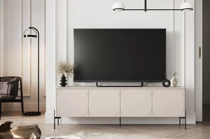 Comodă TV Sonatia 200 cu patru uși - cașmir Dulap TV cu patru uși Sonatia pe bază de metal 200 cm - cașmir