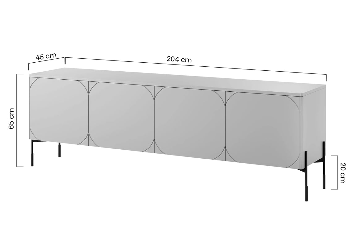 TV stolek Sonatia 200 cm - kašmírová skříňka RTV čtyřdveřová Sonatia na kovových nohách 200 cm - kašmír