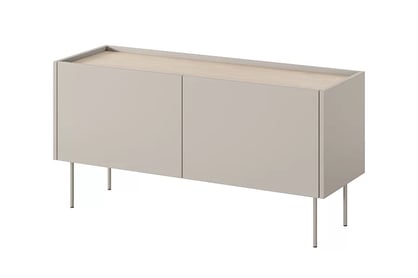 Comodă TV Desin 120 cm cu două uși și un sertar - cașmir / Stejar nagano Dulap TV Desin 120 cm z ukryta szuflada cu picioare metalice - cașmir / stejar nagano