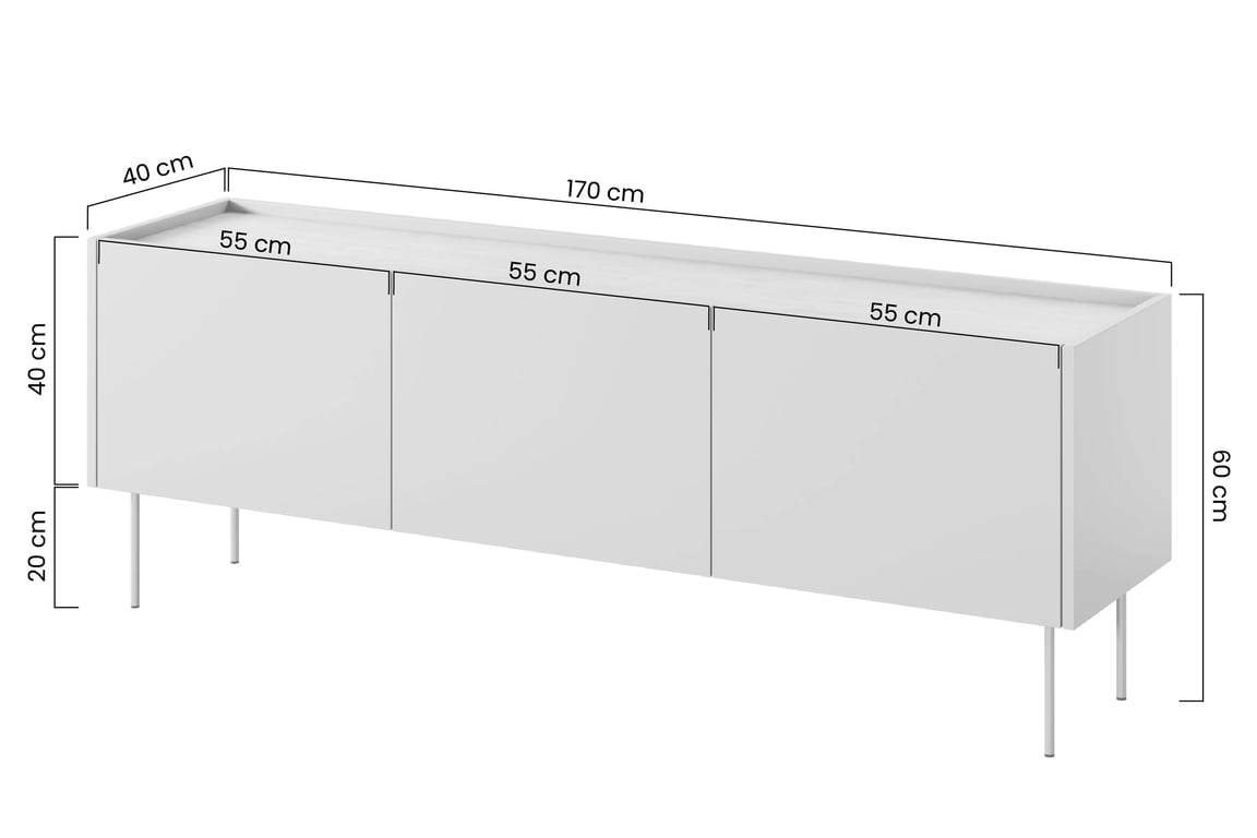 Desin 170 3D2SZ háromajtós TV-szekrény kettő fiókkal - kasmír / nagano-tölgy TV-szekrény Desin 170 cm z 2 ukrytymi fiokok - kasmír / dab nagano