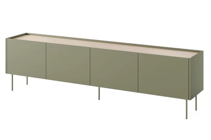 Desin 220 4D1SZ négyajtós TV-szekrény polccal - olívazöld / nagano-tölgy