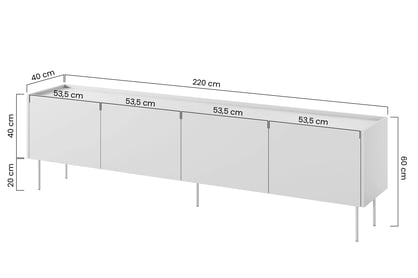 Comodă TV cu patru uși și două sertare Desin 220 4U2S - cașmir / Stejar nagano Dulap TV Desin 220 cm z 2 ukrytymi sertare - cașmir / stejar nagano