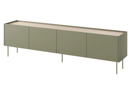 Desin négyajtós TV-szekrény két fiókkal 220 4D2SZ - olívazöld / nagano-tölgy TV-szekrény Desin 220 cm z 2 ukrytymi fiokok - oliwka / dab nagano