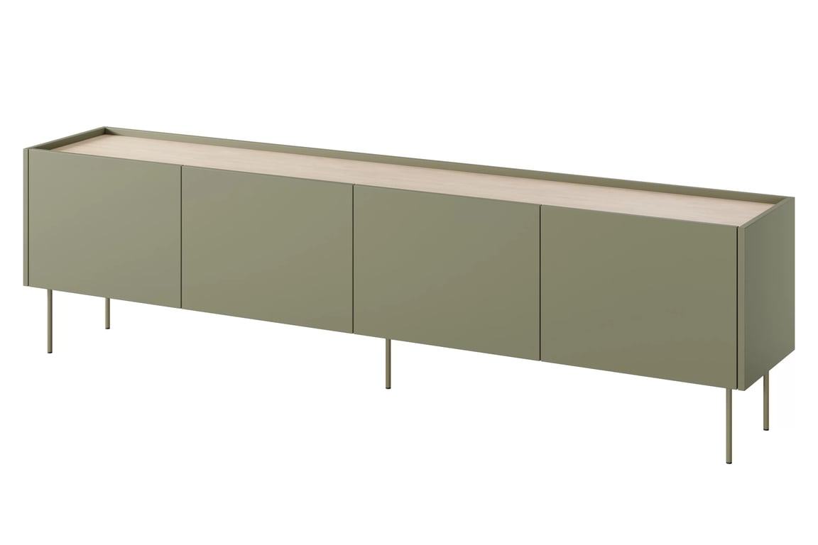 Desin négyajtós TV-szekrény két fiókkal 220 4D2SZ - olívazöld / nagano-tölgy TV-szekrény Desin 220 cm z 2 ukrytymi fiokok - oliwka / dab nagano