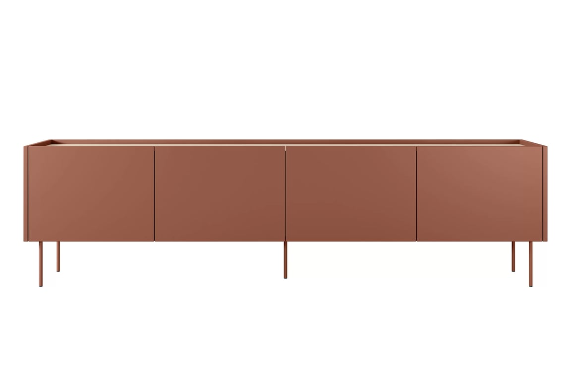 Dulap TV Desin 220 cm cu picioare metalice - ceramica rosu / stejar nagano Dulap TV Desin 220 cm z metalowymi nogami - ceramic red / stejar nagano