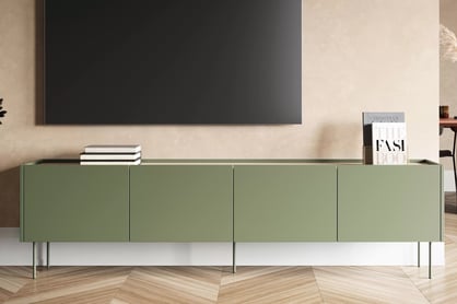 Comodă TV Desin 220 4U - Olive / Stejar nagano Dulap TV Desin 220 cm z metalowymi nogami - olive / stejar nagano