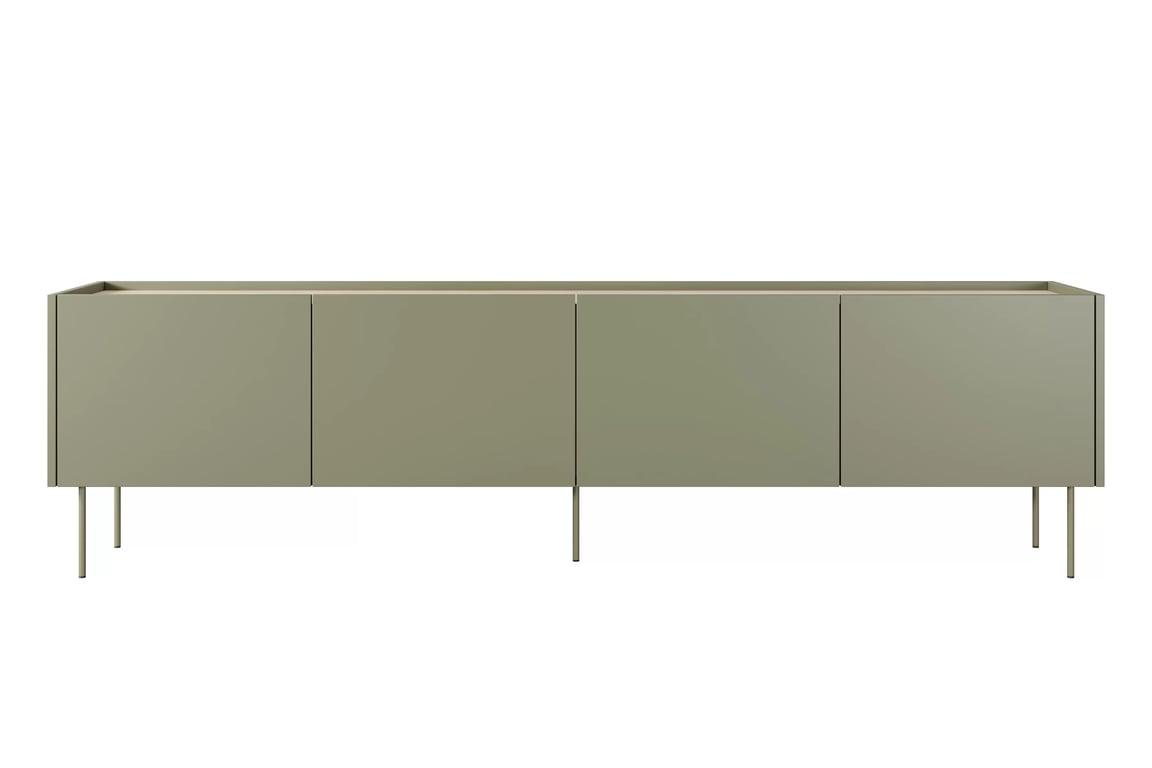 Comodă TV Desin 220 4U - Olive / Stejar nagano Dulap TV Desin 220 cm z metalowymi nogami - olive / stejar nagano