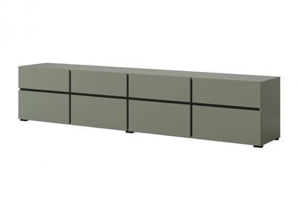 TV stolek Gramon 225 cm se zásuvkami - zelený / černý
