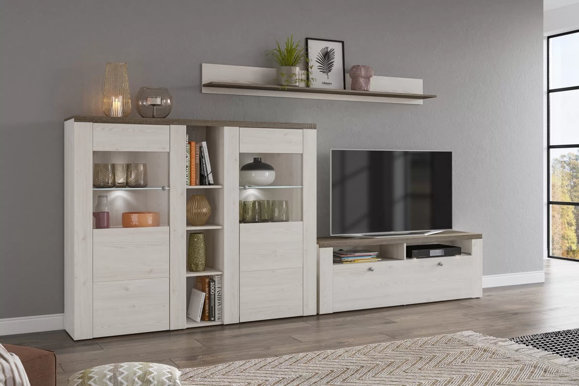 TV stolík Larona 41 s otvorenými policami - sibiu larche / sonoma truffel TV skrinka Larona 41 - 140 cm - sibiu larche / sonoma truffel