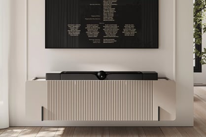 Závěsný TV stolek Malmi 150 cm - kašmírový / crema bianca / černý