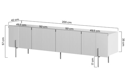 TV stolík Malmi 200 cm - kašmírová / crema bianca / zlatá TV skrinka Malmi 200 cm - kašmír / crema bianca / zlote nozki