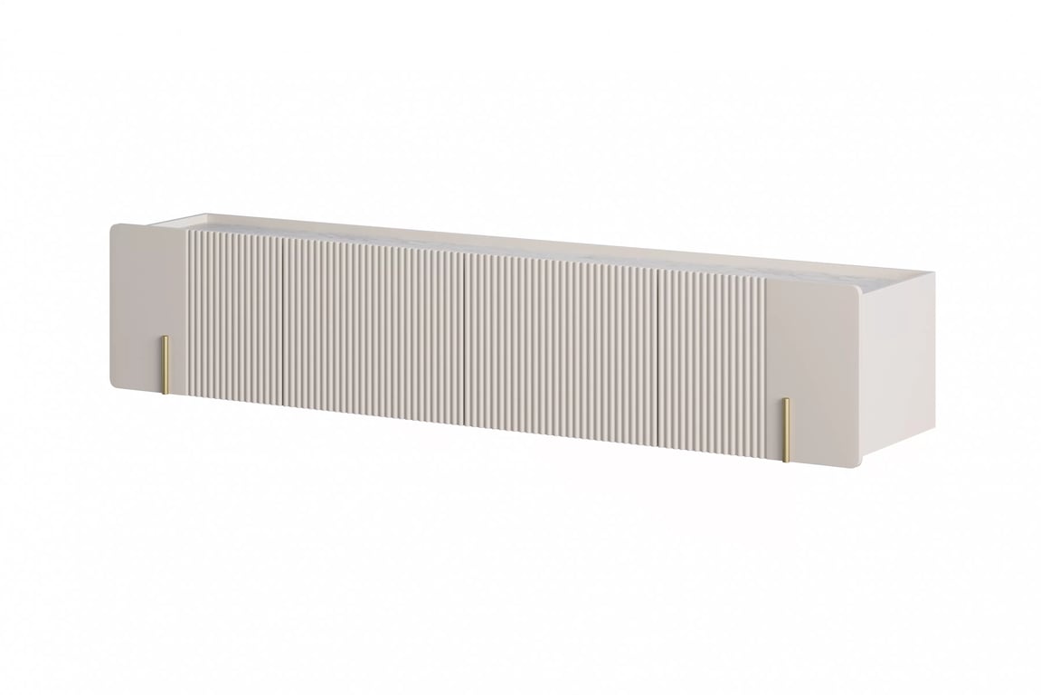 Závesný TV stolík Malmi 200 cm - kašmírová / crema bianca / zlatá TV skrinka Malmi 200 cm závesná - kašmír / crema bianca / zlaté
