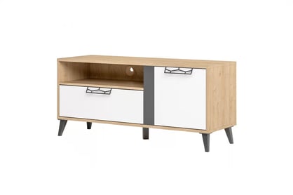TV stolek Moet 24 120 cm - americký ořech jackson / bílá mat / grafitová mat Skříňka RTV Moet 24 120 cm - Ořech americký jackson/Bílý mat/Grafitový mat