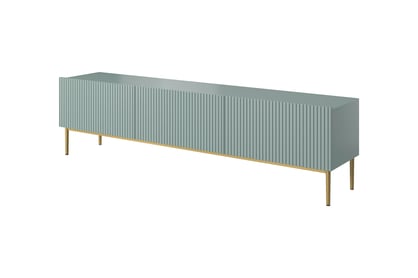 Comodă TV Nicole 200 cm - MDF salvie / picioare aurii