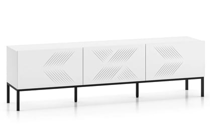 TV stolek Pingli 170 cm - bílý mat / černý rošt