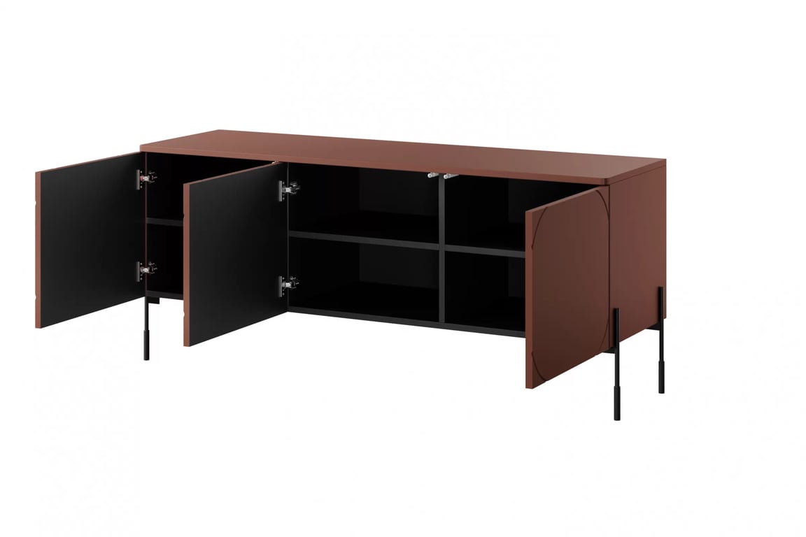 Comodă TV Sonatia 150 - burgundy Dulap TV cu trei uși Sonatia pe bază de metal 150 cm - burgundy
