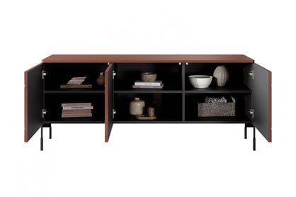 Comodă TV Sonatia 150 - burgundy Dulap TV cu trei uși Sonatia pe bază de metal 150 cm - burgundy
