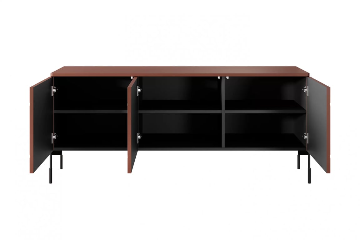 Comodă TV Sonatia 150 - burgundy Dulap TV cu trei uși Sonatia pe bază de metal 150 cm - burgundy