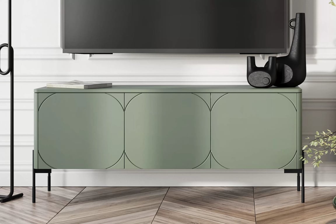 Comodă TV Sonatia 150 - Olive Dulap TV cu trei uși Sonatia pe bază de metal 150 cm - olive