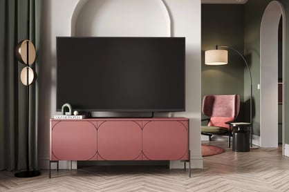 Comodă TV Sonatia 150 cm cu trei uși și un sertar - burgundy Dulap TV cu trei uși z ukryta szuflada Sonatia 150 cm - burgundy