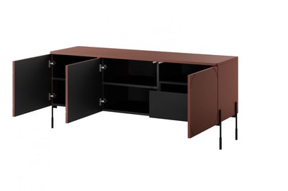 Comodă TV Sonatia 150 cm cu trei uși și un sertar - burgundy Dulap TV cu trei uși z ukryta szuflada Sonatia 150 cm - burgundy