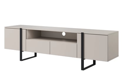 Verica 200 cm-es TV-szekrény nyitott polccal - kasmír / fekete lábak