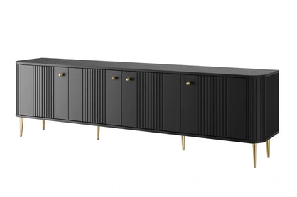 TV stolík Vespera 4D 187 cm - čierna / zlaté nožičky