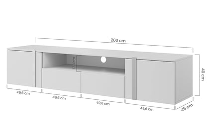 skříňka RTV závěsná Verica 200 cm se zásuvkami i metalowymi uchwytami - černá beton / zlote Úchytky - Konec série skříňka RTV závěsná Verica 200 cm se zásuvkami i metalowymi uchwytami - černá beton / zlote Úchytky