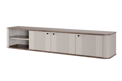 Dulap TV suspendat Vesper 3D 187 cm - cașmir / nuc / mânere negre
