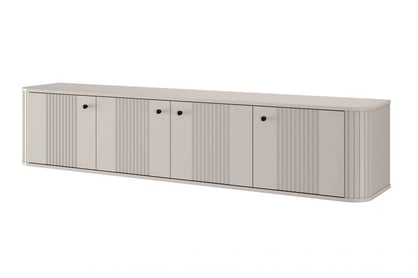 Dulap TV suspendat Vesper 4D 187 cm - cașmir / mânere negre