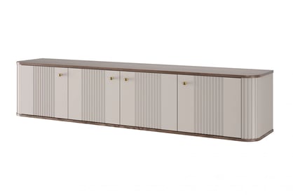 Dulap TV suspendat Vesper 4D 187 cm - cașmir / nuc / mânere aurii