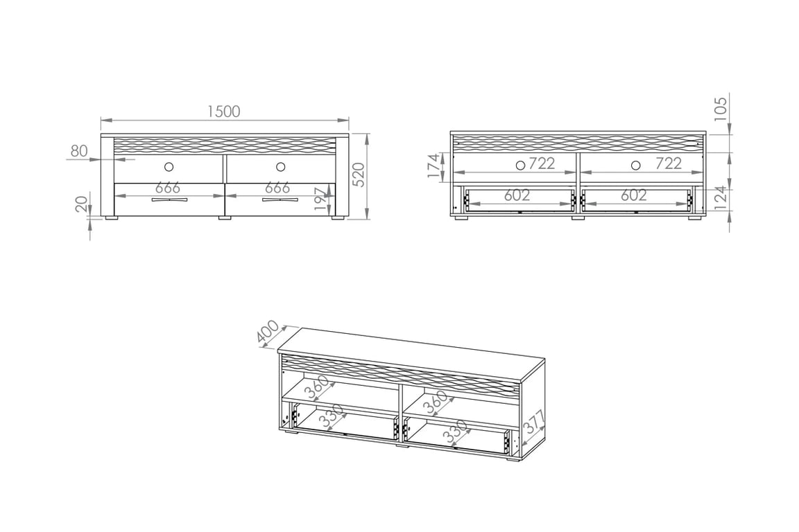 TV stolek Nanori 11 s zásuvkami 150 cm - Dub artisan Skříňka tv Dub artisan