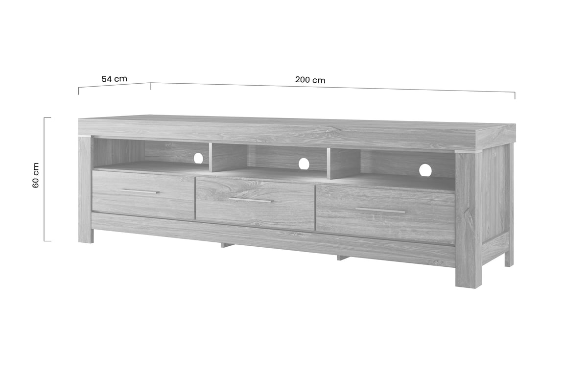 TV stolek German 200 cm se zásuvkami - dub stirling skříňka RTV se zásuvkami German 200 cm - dub stirling