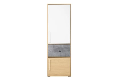 Raft tineret Step ST2 60 cm cu sertar - stejar biscuiți / alb lux / beton
