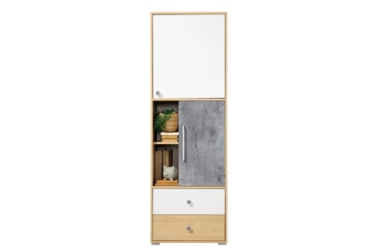 Raft tineret Step ST3 60 cm cu sertare - stejar biscuiți / alb lux / beton