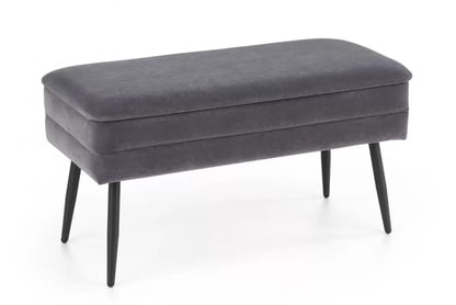 Čalúnená lavička Velva - 78 cm - sivý zamat / čierne nohy