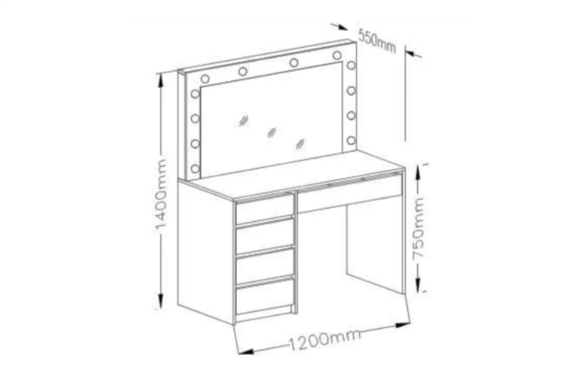 Toaletní stolek Velinio XL 120 cm - bílý Toaletní stolek Hollywood XL 120 cm - bílá