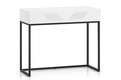 Toaletní stolek Pingli se zásuvkou 92 cm - bílý mat / černý rošt