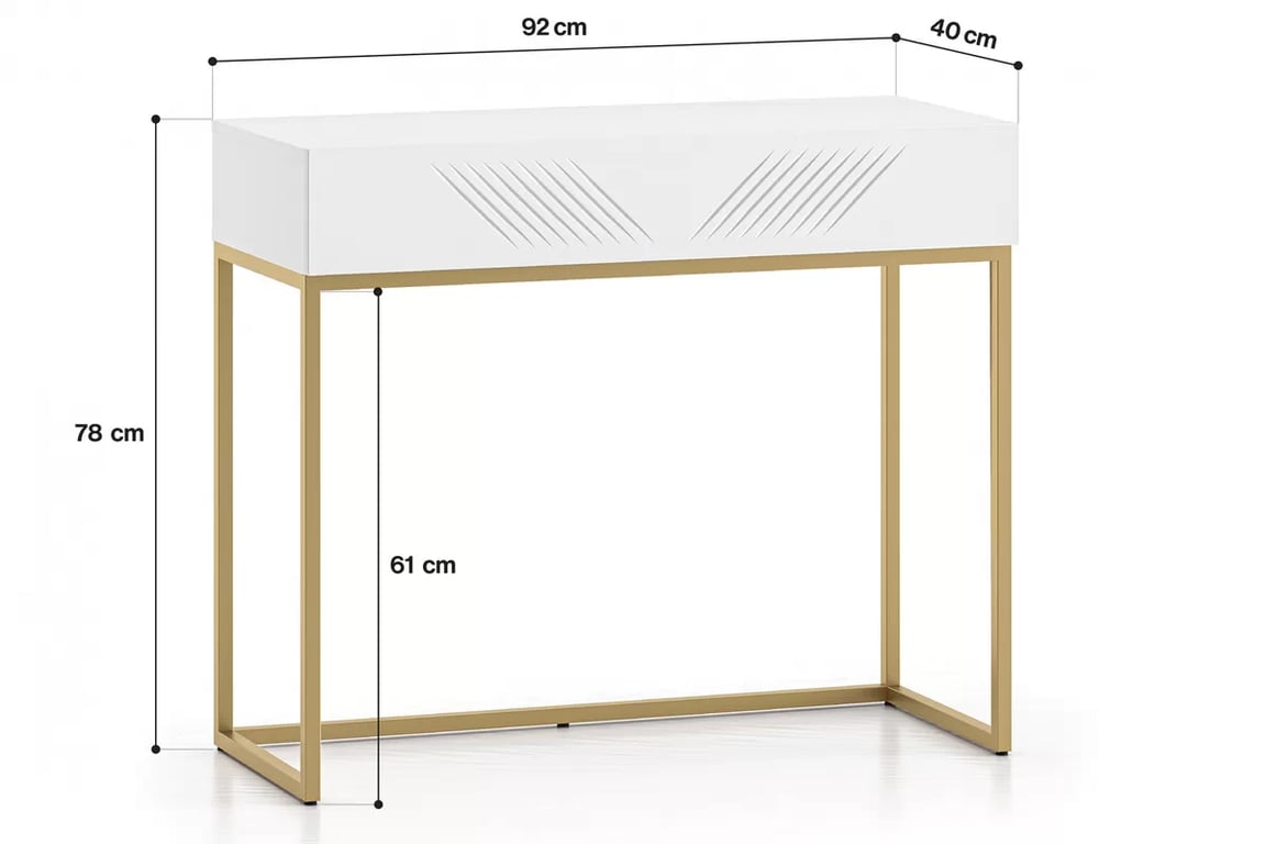 Toaletný Stolík Pingli 06 92 cm - biely mat / Žltý Rošt Toaletný Stolík Pingli 06 z szuflada 92 cm - biely mat / Žltý Rošt