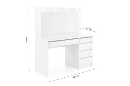 Toaletný stolík Velinio 120 cm s LED zrkadlom – kašmírový ryhovaný dizajn Toaletný stolík Velinio 2 120 cm ryflowana kašmír