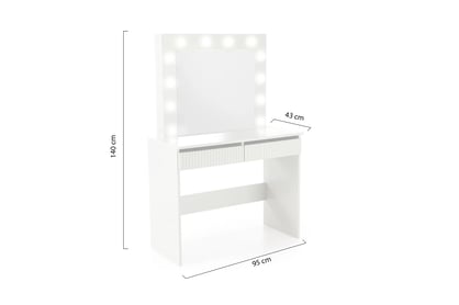 Toaletný stolík Velinio 95 cm s LED zrkadlom – kašmírový ryhovaný dizajn Toaletný stolík Velinio 2 95 cm ryflowana kašmír